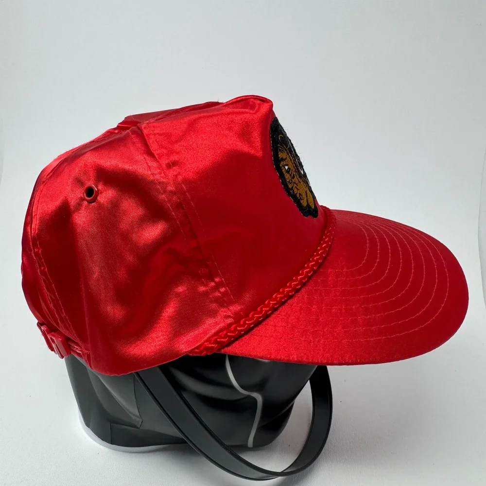 Vintage‎ Chicago Blackhawks Nissin Red Satin Rope Snapback Hat Mens NHL Cap